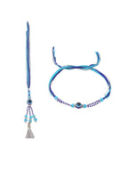NVR Set of 2 Blue Evil Eye Artificial Beads Bhaiya Bhabhi Rakhi Combo | Grocsy