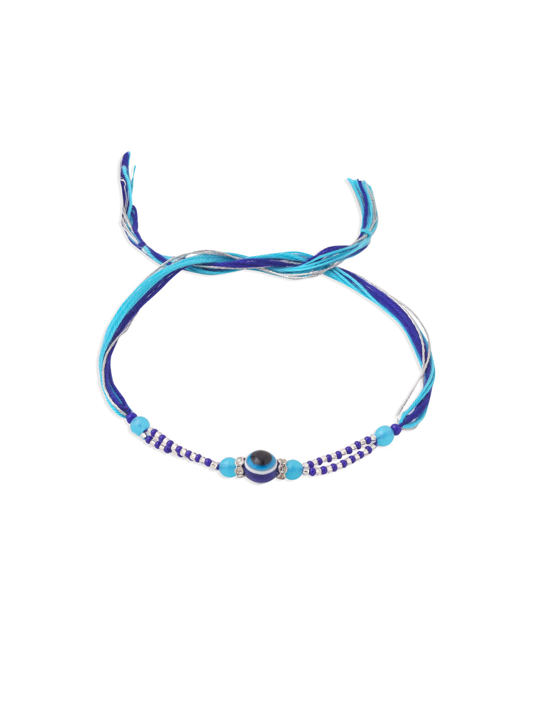 NVR Set of 2 Blue Evil Eye Artificial Beads Bhaiya Bhabhi Rakhi Combo | Grocsy
