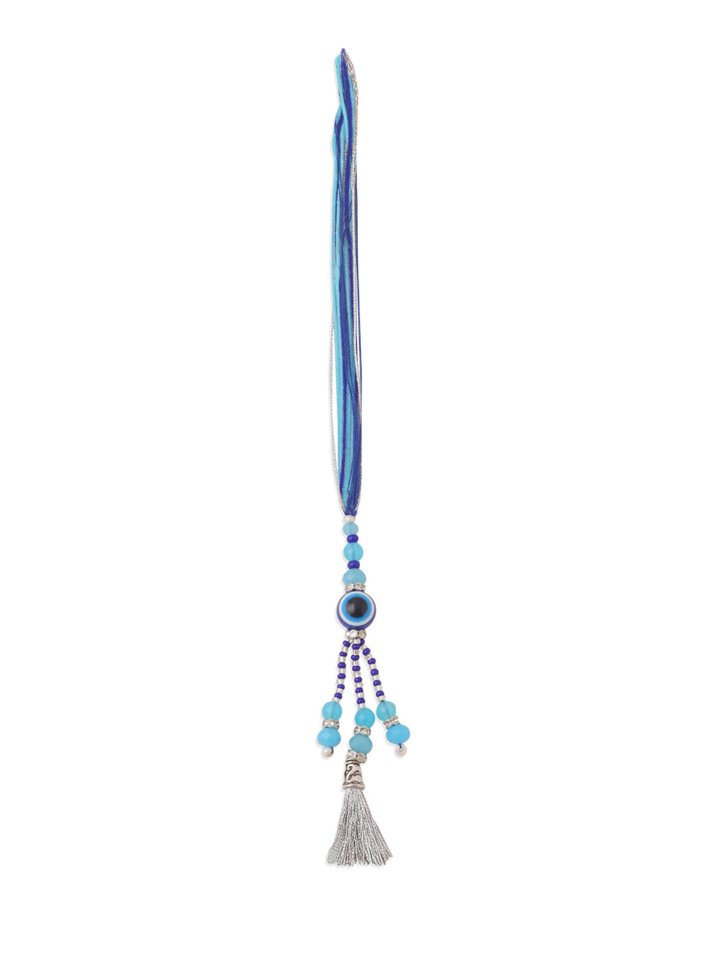 NVR Set of 2 Blue Evil Eye Artificial Beads Bhaiya Bhabhi Rakhi Combo | Grocsy