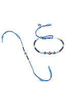 NVR Set of 2 Blue Evil Eye Artificial Beads Bhaiya Bhabhi Rakhi Combo | Grocsy