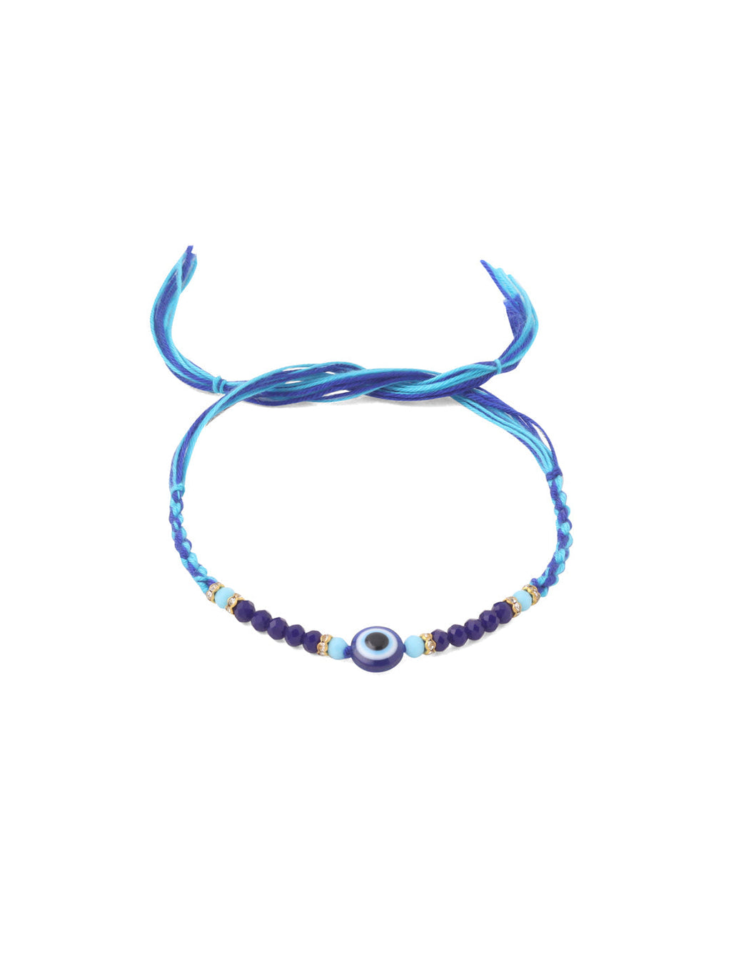 NVR Set of 2 Blue Evil Eye Artificial Beads Bhaiya Bhabhi Rakhi with Roli Chawal Chandan & Mishri | Grocsy