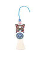 NVR Blue Evil Eye Artificial Beads Set of 2 Bhaiya Bhabhi Rakhi with Roli Chawal Chandan & Mishri | Grocsy