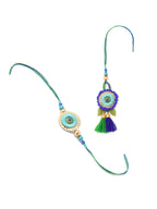 NVR Set of 2 Multicolor Artificial Beads Bhaiya Bhabhi Rakhi Combo | Grocsy