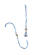 NVR Set of 2 Blue Artificial Beads Evil Eye Bhaiya Bhabhi Rakhi Combo | Grocsy