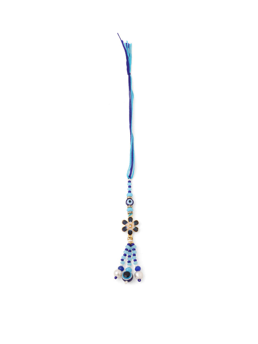 NVR Set of 2 Blue Artificial Beads Evil Eye Bhaiya Bhabhi Rakhi Combo | Grocsy