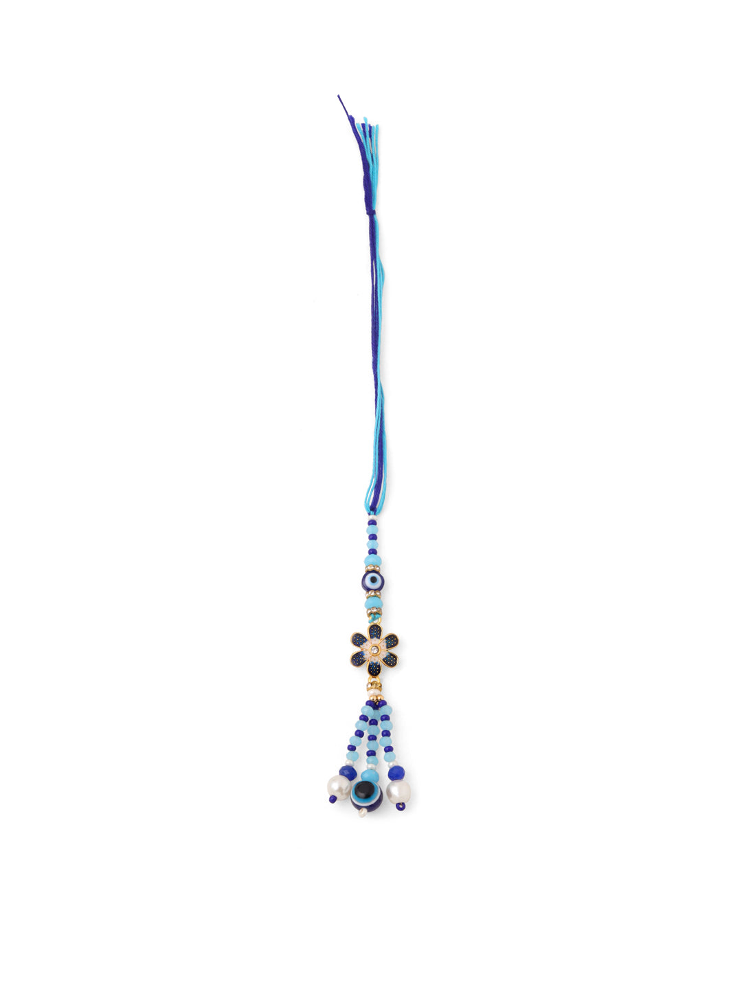 NVR Set of 2 Blue Artificial Beads Evil Eye Bhaiya Bhabhi Rakhi Combo | Grocsy