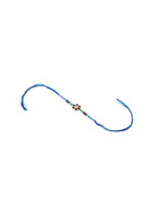 NVR Set of 2 Blue Artificial Beads Evil Eye Bhaiya Bhabhi Rakhi with Roli Chawal Chandan & Mishri | Grocsy