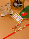NVR Set of 2 Red Artificial Stones and Beads Bhaiya Bhabhi Rakhi Combo | Grocsy