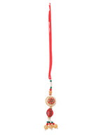 NVR Set of 2 Red Artificial Stones and Beads Bhaiya Bhabhi Rakhi Combo | Grocsy
