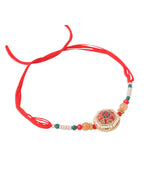 NVR Set of 2 Red Artificial Stones and Beads Bhaiya Bhabhi Rakhi Combo | Grocsy