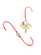 NVR Multicolor Artificial Stones & Beads Set of 2 Bhaiya Bhabhi Rakhi Combo | Grocsy