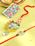 NVR Multicolor Artificial Stones & Beads Set of 2 Bhaiya Bhabhi Rakhi with Roli Chawal Chandan & Mishri | Grocsy