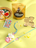 NVR Set of 2 Multicolor Artificial Stones & Beads Floral Design Bhaiya Bhabhi Rakhi Combo | Grocsy