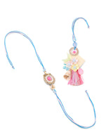 NVR Set of 2 Multicolor Artificial Stones & Beads Floral Design Bhaiya Bhabhi Rakhi Combo | Grocsy