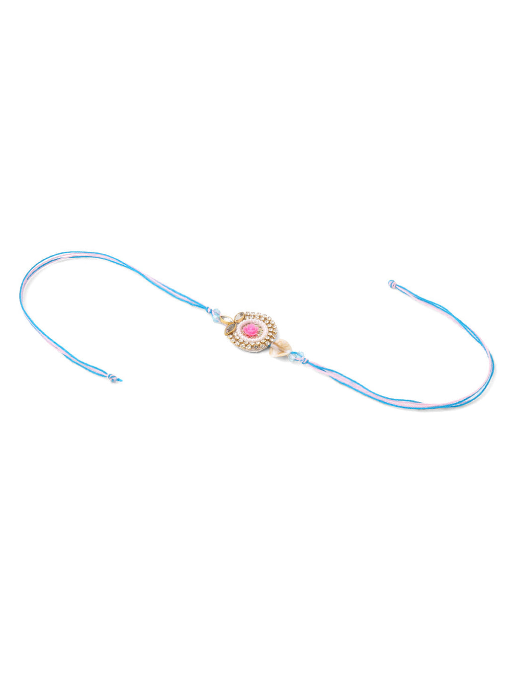 NVR Set of 2 Multicolor Artificial Stones & Beads Floral Design Bhaiya Bhabhi Rakhi Combo | Grocsy