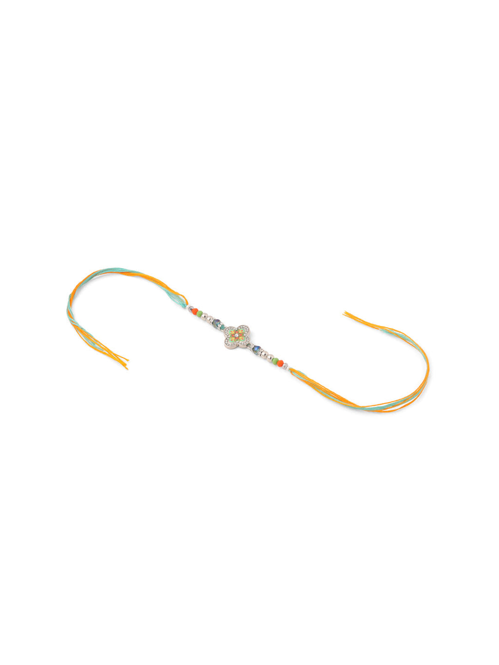 NVR Set of 2 Multicolor Artificial Stones & Beads Floral Bhaiya Bhabhi Rakhi Combo | Grocsy