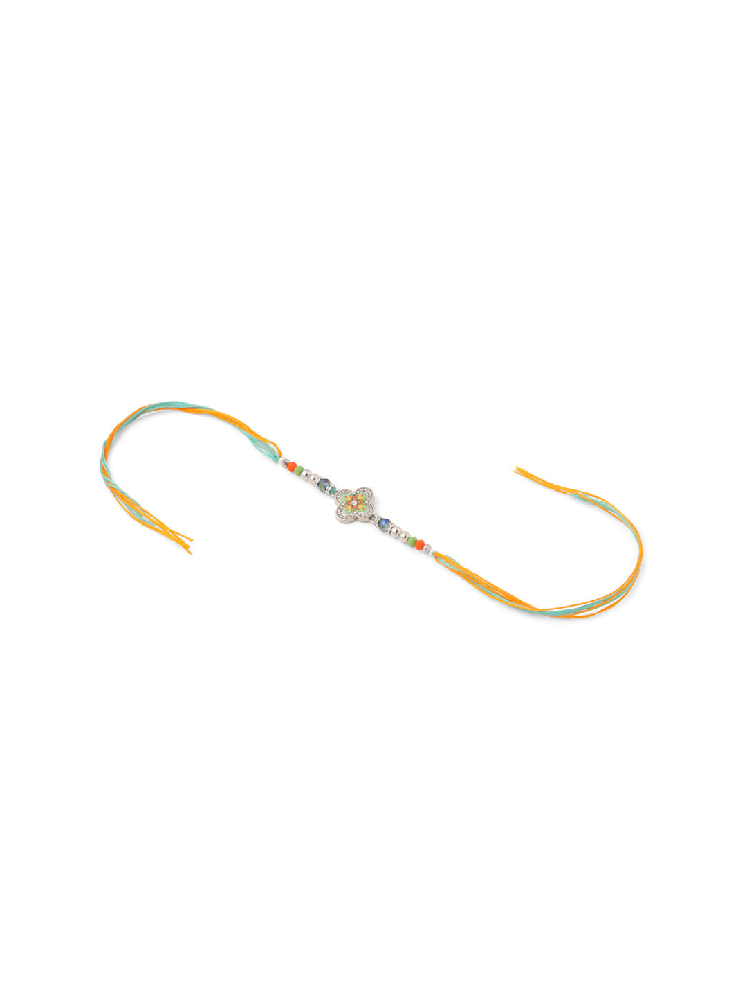 NVR Set of 2 Multicolor Artificial Stones & Beads Floral Bhaiya Bhabhi Rakhi Combo | Grocsy