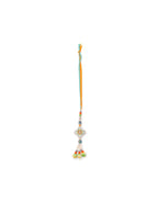 NVR Set of 2 Multicolor Artificial Stones & Beads Floral Bhaiya Bhabhi Rakhi with Roli Chawal Chandan & Mishri | Grocsy