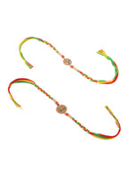 NVR Men Set of 2 Multicolor Floral Design Artificial Stones Thread Rakhi Combo | Grocsy