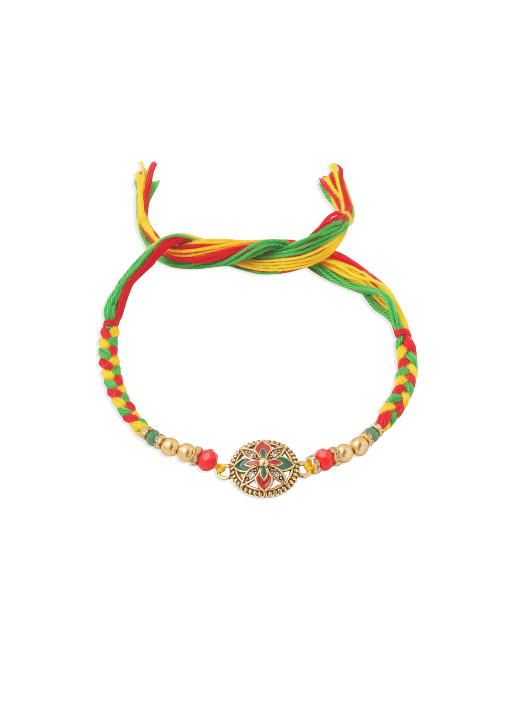 NVR Men Set of 2 Multicolor Floral Design Artificial Stones Thread Rakhi Combo | Grocsy