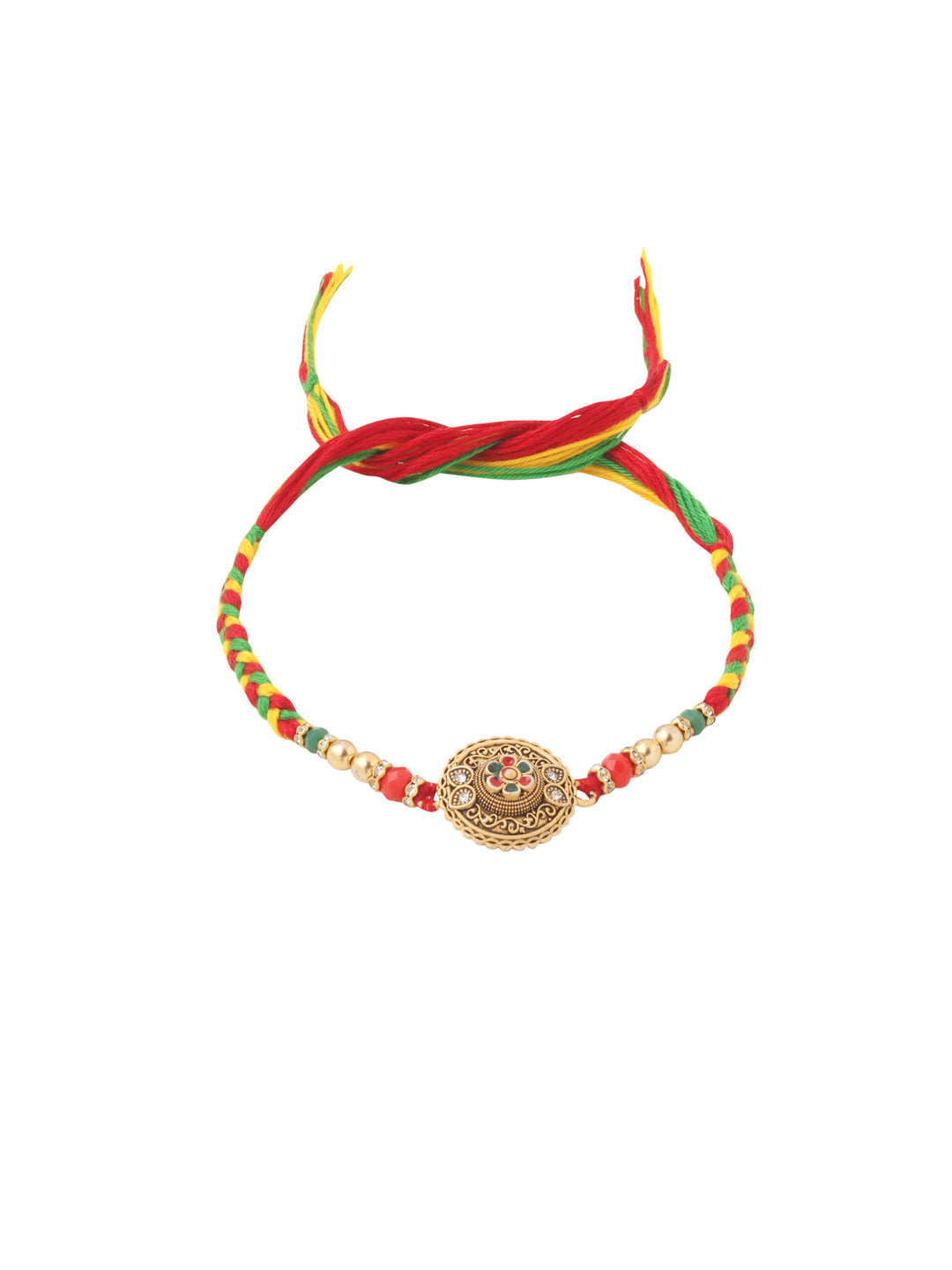 NVR Men Set of 2 Multicolor Floral Design Artificial Stones Thread Rakhi Combo | Grocsy
