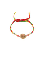 NVR Men Set of 2 Multicolor Floral Design Artificial Stones Thread Rakhi with Roli Chawal Chandan & Mishri | Grocsy