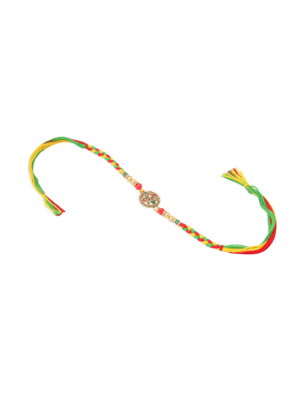 NVR Men Set of 2 Multicolor Floral Design Artificial Stones Thread Rakhi with Roli Chawal Chandan & Mishri | Grocsy