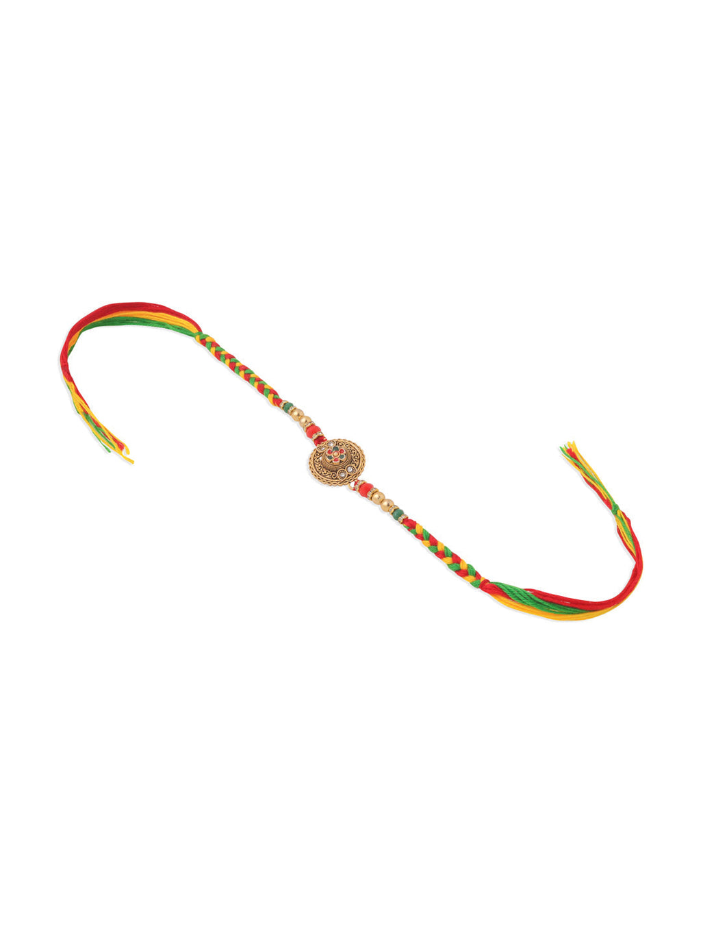 NVR Men Set of 2 Multicolor Floral Design Artificial Stones Thread Rakhi with Roli Chawal Chandan & Mishri | Grocsy