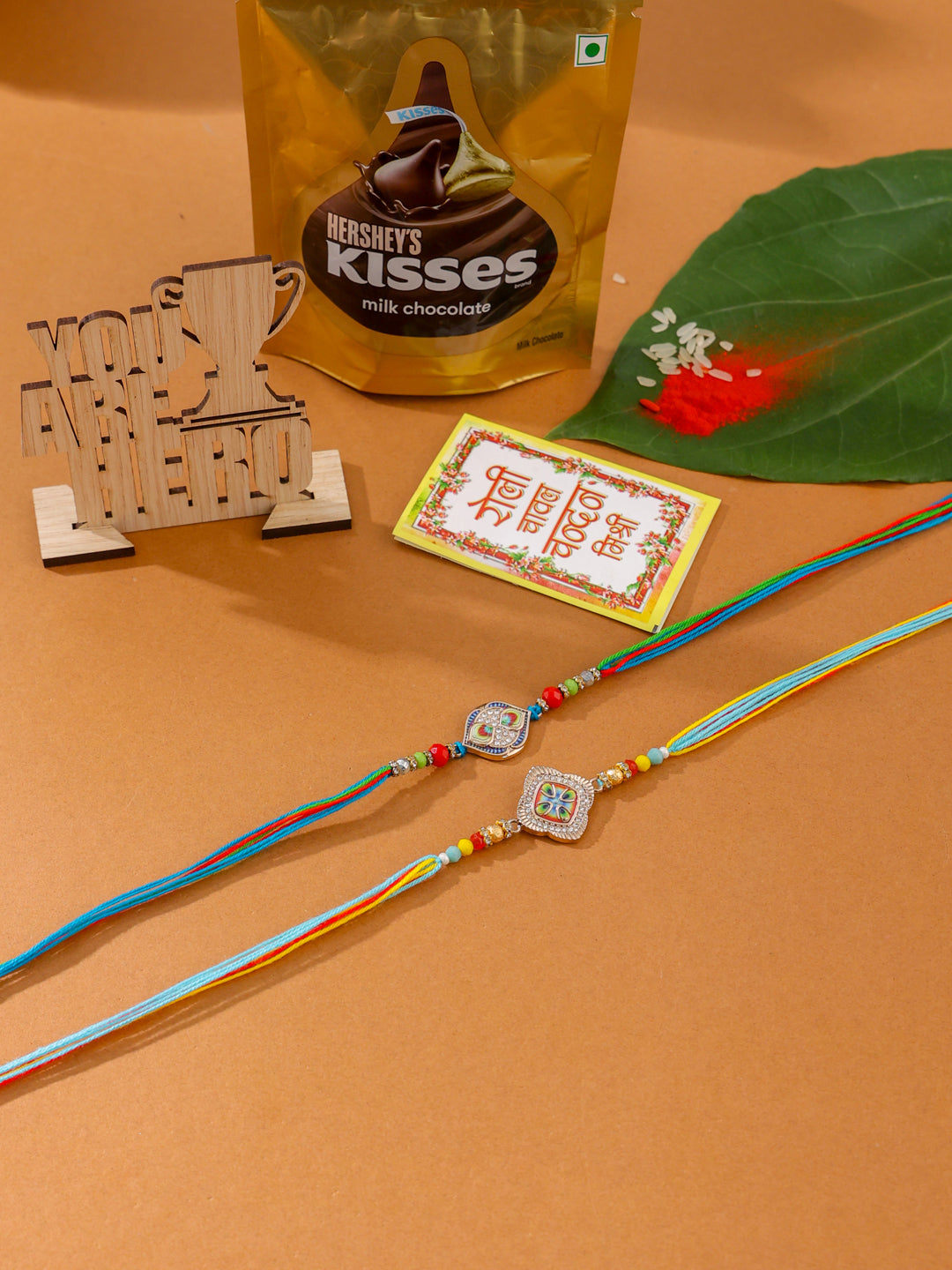 NVR Men Set of 2 Multicolor Artificial Stones Thread Rakhi, Combo for Rakshabandhan | Grocsy