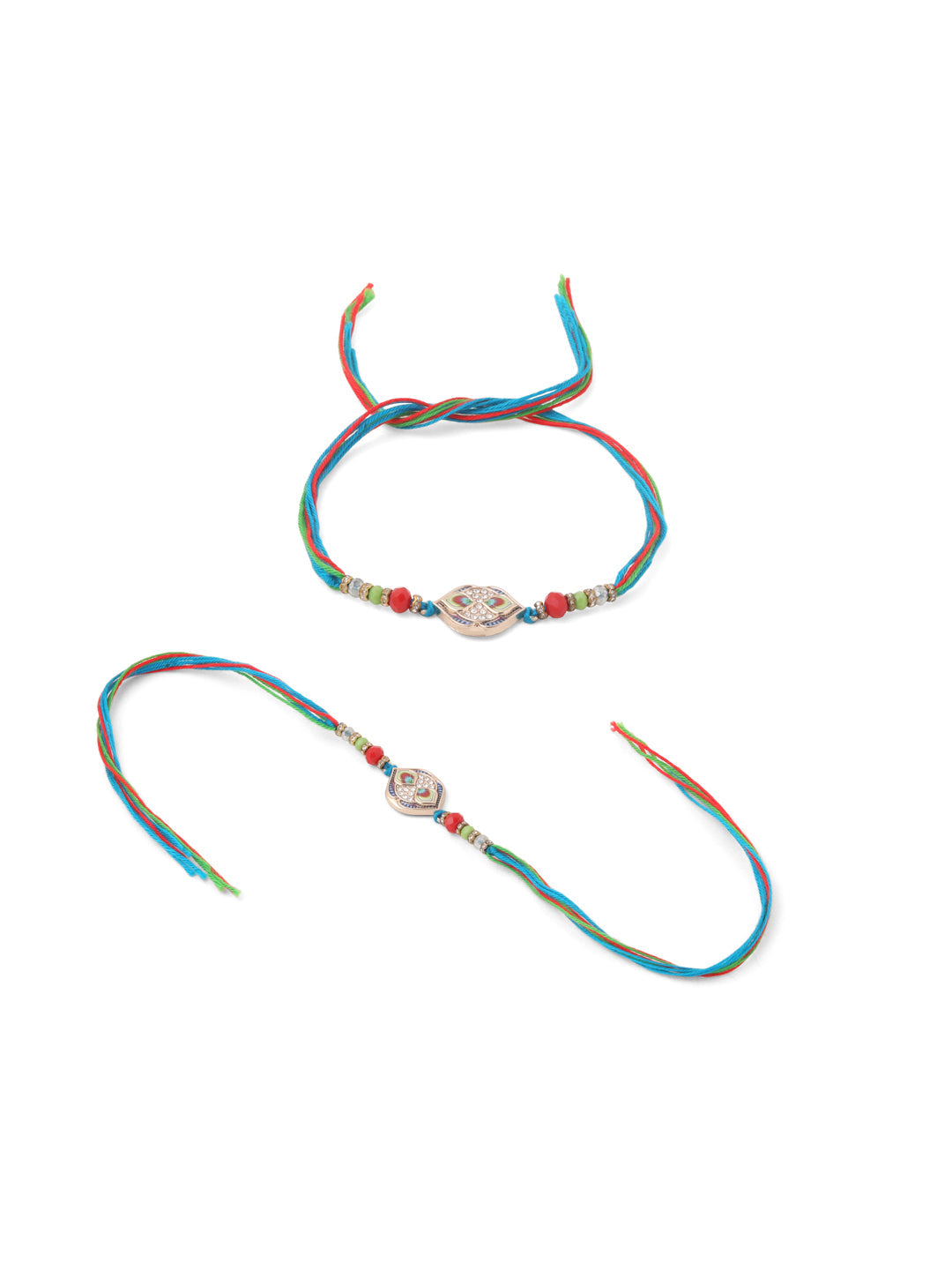 NVR Men Set of 2 Multicolor Artificial Stones Thread Rakhi, Combo for Rakshabandhan | Grocsy