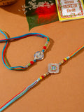 NVR Men Set of 2 Multicolor Artificial Stones Thread Rakhi with Roli Chawal Chandan & Mishri | Grocsy