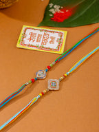 NVR Men Set of 2 Multicolor Artificial Stones Thread Rakhi with Roli Chawal Chandan & Mishri | Grocsy