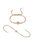 NVR Men Set of 2 Multicolor Artificial Stones Thread Rakhi with Roli Chawal Chandan & Mishri | Grocsy