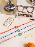 NVR Men Set of 3 Floral Design Multicolor Artificial Beads Thread Rakhi Combo | Grocsy