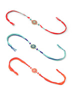 NVR Men Set of 3 Floral Design Multicolor Artificial Beads Thread Rakhi Combo | Grocsy