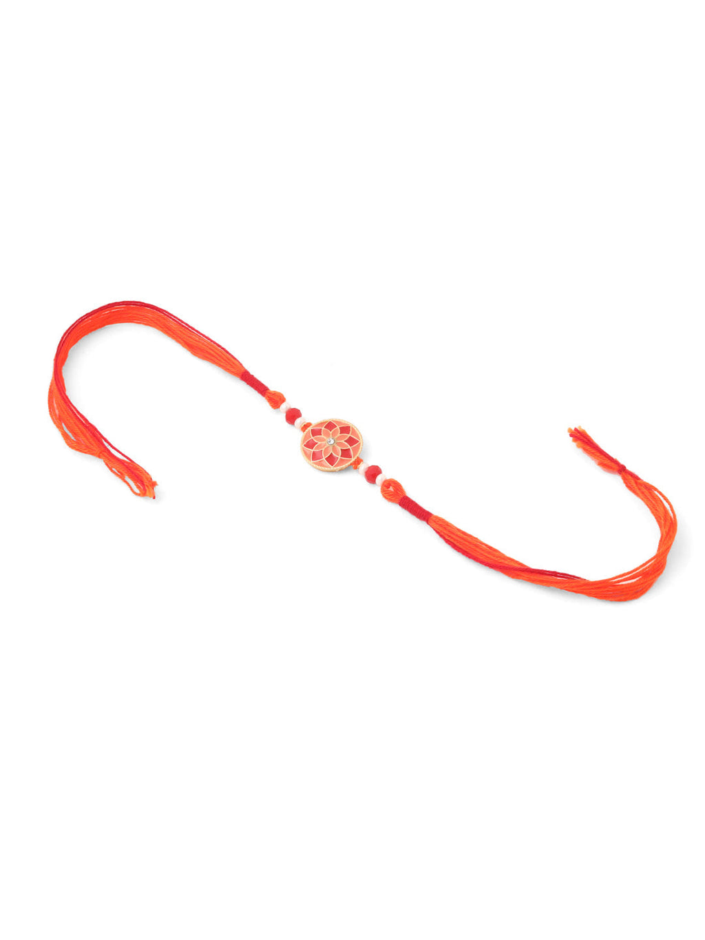 NVR Men Set of 3 Floral Design Multicolor Artificial Beads Thread Rakhi with Roli Chawal Chandan & Mishri | Grocsy