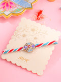 NVR Men Floral Design Multicolor Artificial Stones & Pearls Thread Rakhi with Roli Chawal Chandan & Mishri | Grocsy