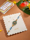NVR Men Peacock Design Multicolor Artificial Stones & Pearls Thread Rakhi with Roli Chawal Chandan & Mishri | Grocsy