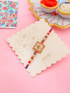 NVR Men Multicolor Artificial Stones Thread Rakhi with Roli Chawal Chandan & Mishri | Grocsy
