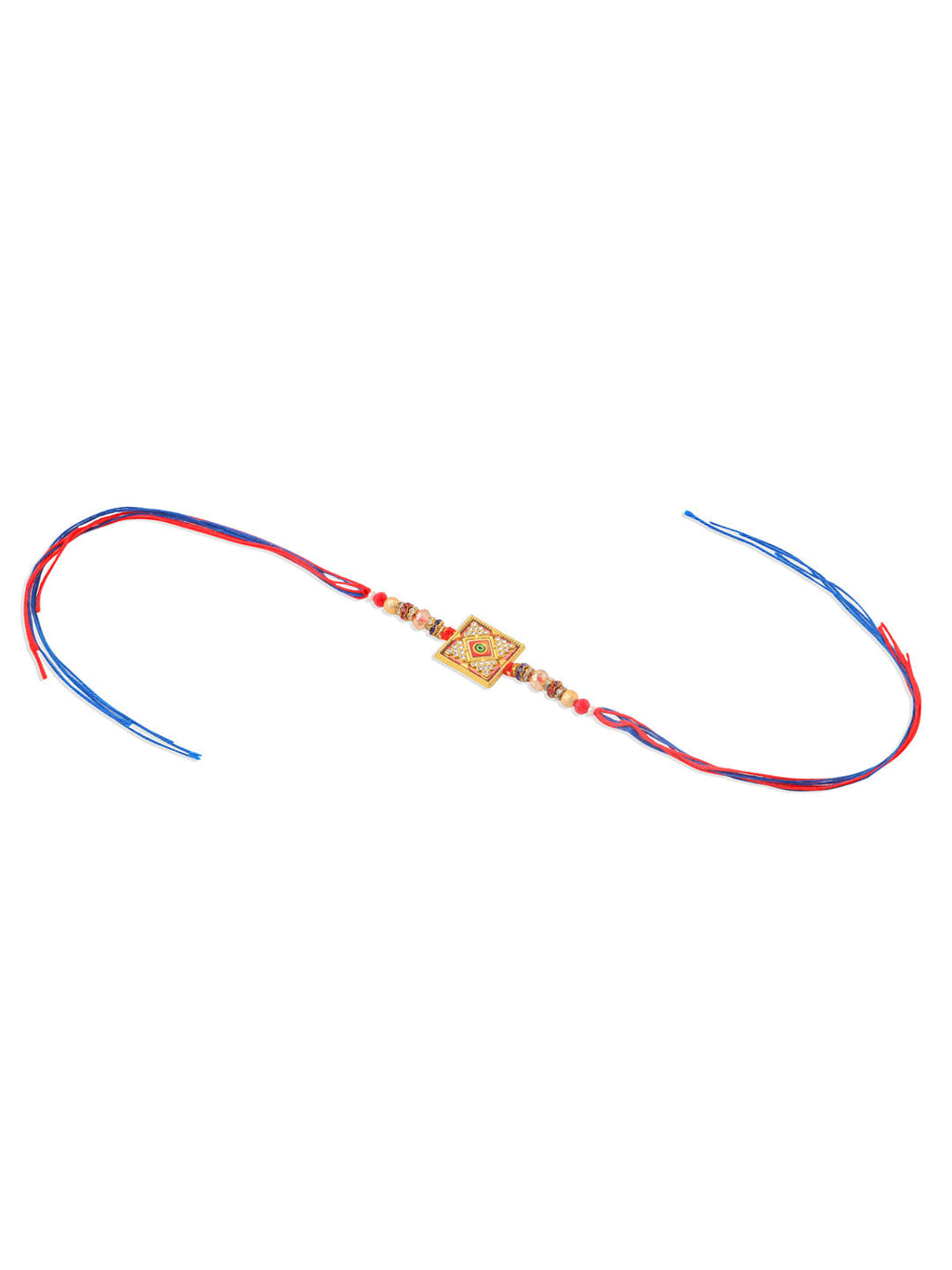 NVR Men Multicolor Artificial Stones Thread Rakhi with Roli Chawal Chandan & Mishri | Grocsy