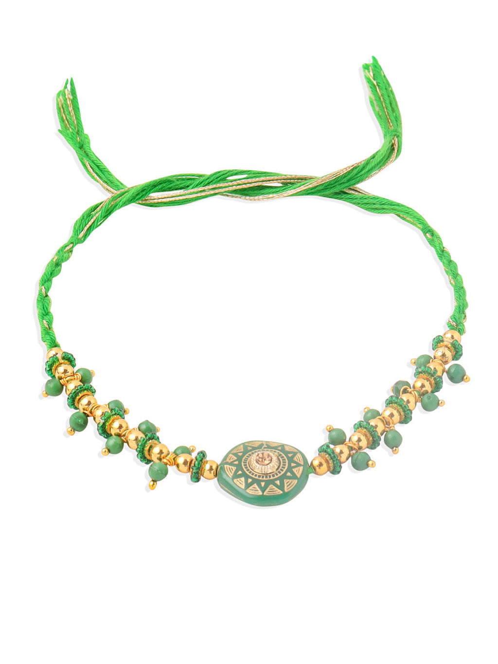 NVR Men Green Artificial Beads Round Shape Thread Rakhi, Combo for Rakshabandhan | Grocsy