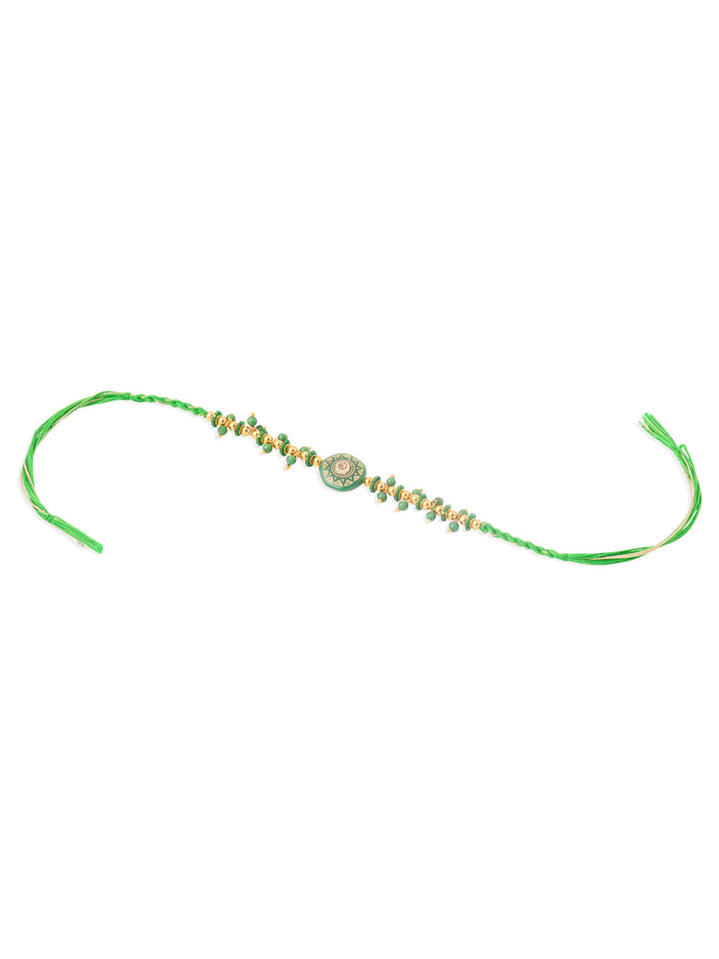 NVR Men Green Artificial Beads Round Shape Thread Rakhi, Combo for Rakshabandhan | Grocsy