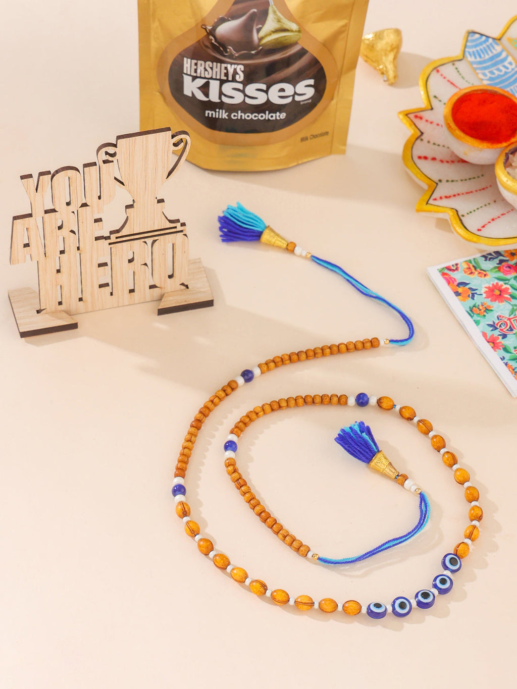 NVR Men's Evil Eye Multicolor Thread Rakhi, Combo for Rakshabandhan | Grocsy
