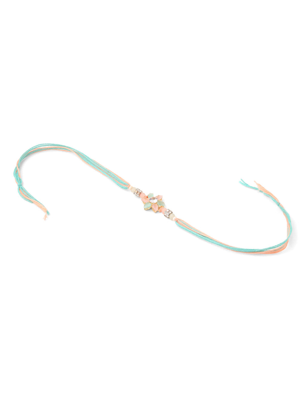 NVR Men Set of 3 Floral Design Multicolor Artificial Stones & Pearls Thread Rakhi Combo | Grocsy