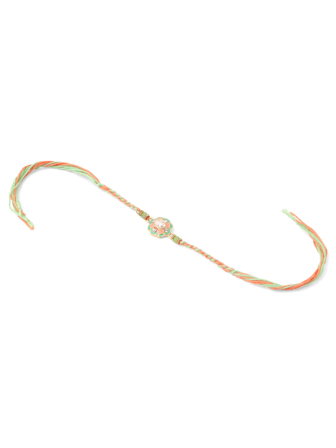 NVR Men Set of 3 Floral Design Multicolor Artificial Stones & Pearls Thread Rakhi Combo | Grocsy