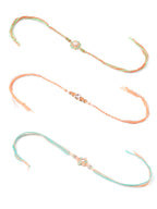 NVR Men Set of 3 Floral Design Multicolor Artificial Stones & Pearls Thread Rakhi with Roli Chawal Chandan & Mishri | Grocsy