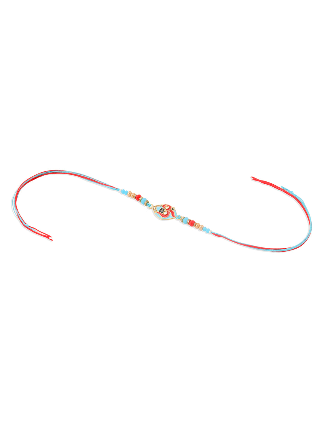 NVR Men Red & Blue Artificial Stones and Beads Om Thread Rakhi Combo | Grocsy