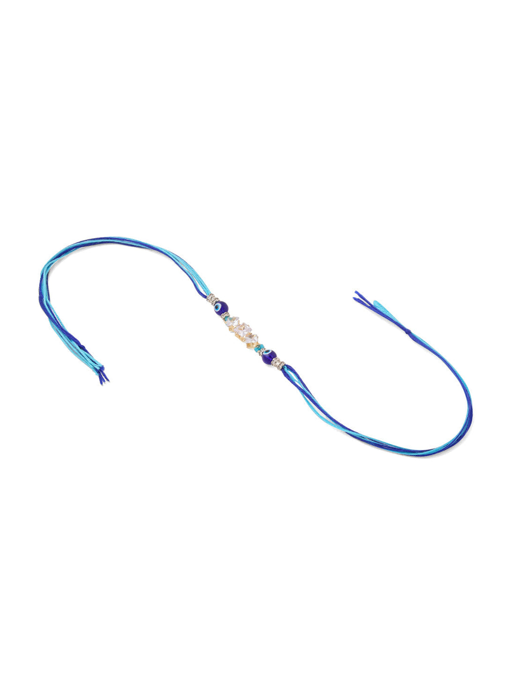 NVR Set of 2 Blue Evil Eye Artificial Stones & Beads Bhaiya Bhabhi Rakhi Combo | Grocsy