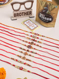 NVR Men Set of 10 Red Artificial Stones and Beads Rudraksh Thread Rakhi Combo | Grocsy