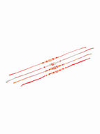 NVR Men Set of 4 Floral Design Multicolor Artificial Stones and Beads Thread Rakhi Combo | Grocsy